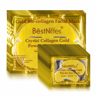 BestNiffes Anti Aging KIT 15 pairs Under Eye Patches with 3pcs Face Masks Gold Collagen Gel Anti Wrinkle Dark Circles