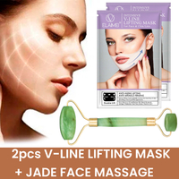 Jade Massager + 2pcs V-Shape Lifting Face Mask Slimming Anti-aging Skin Care AU