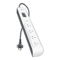 Belkin 4 AU outlet Surge Protection Strip Powerboard with 2m Cord, 525 Joules of surge protection