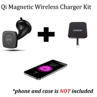 Kome C102 QI Magnetic Wireless Car Charger for Qi-enabled devices + Kome Qi Wireless Charger Improved Charging Receiver Outside Patch Module for iPhon