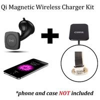 Kome C102 QI Magnetic Wireless Car Charger for Qi-enabled devices + Kome Qi Wireless Charger Improved Charging Receiver Outside Case Patch Module