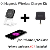 Kome C301 10W QI Magnetic Wireless Desk Charger + Kome Qi Wireless Receiver for iPhone 4 5 6 7