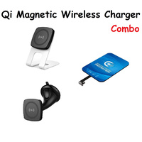 Kome C301 QI Magnetic Wireless Desk Charger + Kome C102 QI Magnetic Wireless Car Charger + Kome Qi Wireless iPhone Receiver for iPhone 4 5 6 7