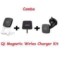 Kome C301 QI Magnetic Wireless Desk Charger + Kome C102 QI Magnetic Wireless Car Charger + B104 Qi Receiver for iPhone 4 5 6 7