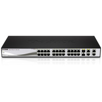 D-Link 28-Port Gigabit WebSmart PoE Switch, 24 PoE UTP 10/100/1000Mbit and 4 SFP Ports