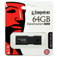 Kingston Digital 64GB USB 3.0 Flash Drive DT100G3 Thumb USB Memory Stick Data Traveler