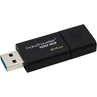 Kingston Digital 64GB DT100 G3 DataTraveler USB 3.0 Flash Drive, (Up to 40MB/s read/10MB/s write)