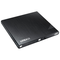 Lite-On eBAU108 External Slim USB 2.0 DVD Writer, USB Powered, TV Compatibility, Black