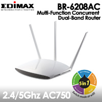 Edimax BR-6208AC AC750 Multi-Function Dual-Band 5-in-1 Router 2.4GHz and 5GHz (300Mbps/433Mbps) Wi-Fi 802.11ac 3x High Gain Antennas Multi-SSID