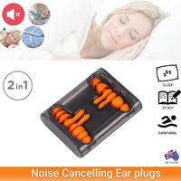Silicone Ear Plugs Noise Cancelling Earplugs Soft Protector Study Sleep 2x Pairs