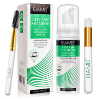 Elaimei 50ml Eyelash Extension Wash Lash Shampoo Foam Cleanser Bubble + Brush Kit Eye Makeup Remover Eyelid