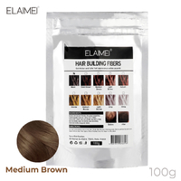 Elaimei Hair Loss Building Fibers Alopecia Keratin Thicker Concealer Treatment Medium Brown 100g Refill Bag