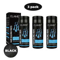 ELAIMEI Hair Loss Building Fibers 27.5g Alopecia Keratin Thicker Concealer Fiber Black Toppik Treatment (3pcs) (Black)