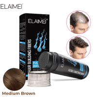 ELAIMEI Hair Loss Building Fibers 27.5g Alopecia Keratin Thicker Concealer Fiber Medium Brown