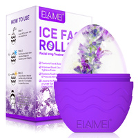 Elaimei Ice Roller Facial Cube Massager Sculpt Face Care Tool to Depuff Shrink Pores Beauty Reusable Lift Firming Anti-Aging, Purple
