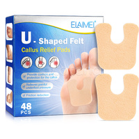 Elaimei U-Shaped Felt Callus Pads Foot Cushions Toe for Pain Relief Feet Sore Protect Self Adhesive Heel Shoes Rubbing, pack of 48pcs