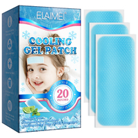 Elaimei 20 Sheets Cooling Gel Patches Fever Discomfort Pain Relief Soothe Headache Pain Kids