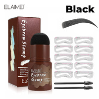 Elaimei Eyebrow Stamp Stencil Kit Powder Waterproof Natural Shape Brow One Step Perfect Makeup Set Shaping Kit, BLACK