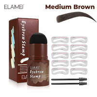 Elaimei Eyebrow Stamp Shaping Kit Powder Stencil Makeup Set One Step Shape Brow Medium Brown