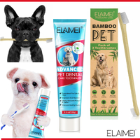 Elaimei Set Pet Teeth Dog Cat Cleaning Toothpaste Toothbrush Back Up Brush Dental Care Oral Fresh Breath