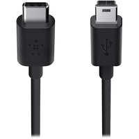 Belkin USB2.0 USB-C to Mini-B Charge Sync Cable, Thunderbolt 3 Compatible, 1.8M / 6ft