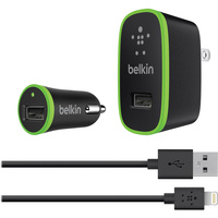 Belkin Car and Wall Charger Bundle, 2.1A with Lightning Charge/Sync Cable