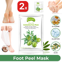 2x Exfoliating Foot Peel MASK Milky Soft Feet Hard Dead Skin Remover OLIVE Socks