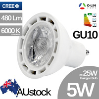 O-Lin 5W GU10 LED Spotlight Bulb, 50x50mm, 480LM, 6000K (Cool White), Equivalent to 25W Halogen, Cree LED Chip, up to 50,000H Usage