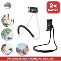 2x Universal Lazy Hanging Neck Phone Holder Mount Desktop Bed Car Selfie Bracket