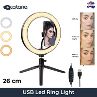 LED Light Ring Lamp for Selfie Tripod Stand Phone Holder Mount dimmable kit