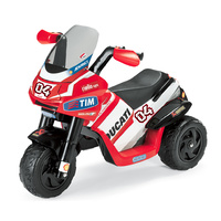 Peg Perego Kids Electric Motorbike Ducati Desmosedici TriCycle Ride-On Car Toy with 6V/25W Engine Red
