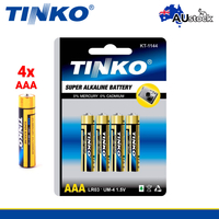 4x AAA Alkaline Battery Batteries Power 1.5v LR03 Tinko for Monitor Remote Alarm