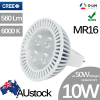 O-Lin 10W MR16 LED Spotlight Bulb, 560Lm, 50x50mm, 6000K (Cool White), Equivalent to 50W Halogen, Cree LED Chip, 50.000 Hours Usage