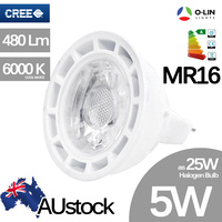 O-Lin 5W MR16 GU5.3 LED Spotlight Bulb, Non-dimmable, 50x50mm, 480Lm, 6000K (Cool White), Equivalent to 25W Halogen, Cree LED Chip, up to 50,000h
