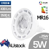 2x O-Lin 5W MR16 LED Spotlight Bulb 50x50mm 430Lm 3500K (Warm White) Cree LED