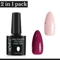 Aliver 2x Gel Nail Polish Manicure Top Base Coat No Wipe Lacquer Art Color