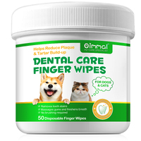 Oimmal Pet Dental Care Tooth Finger Wipes Dog Cat Oral Cleaning Fresh Breath Bad Smell (Pack of 50pcs)