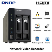 QNAP VS-2104 Pro+ 2-Bay NVR, Intel 2.6Ghz Dual Core, 4GB RAM, SATA Max 8TB, Hot Swap, 2 x GbE LAN, HDMI, HD Local Display Full HD 1080P