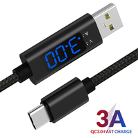 Fast Charging Current Display Charger Cable for Type C Micro USB iPhone Samsung