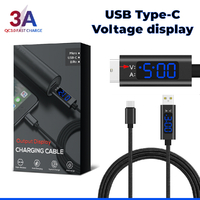 Type-C Fast Charging Cable Voltage Display LED USB-C Samsung Huawei 3.0A