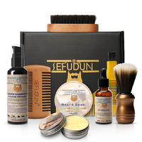 Sefudun Set Beard Care Kit Growth Facial Grooming Care Set Styling Activator Serum Oil and Balm Christma Gifts for Men Brush For Stimulator Growing Mu