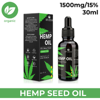 Hemp Seed Oil Drops for Pain Relief Stress Sleep Pure 1500mg Organic Extract