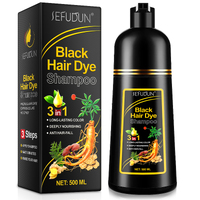 SEFUDUN 3in1 BLACK Hair Dye Shampoo Anti Hair Loss Long Lasting Color Instant Coverage Herbal Deeply Nourishing 500ml