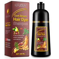 SEFUDUN 3in1 DARK BROWN Hair Dye Shampoo Anti Hair Loss Long Lasting Color Instant Coverage Herbal Deeply Nourishing 500ml