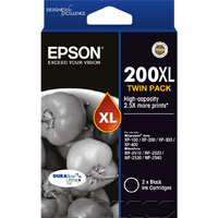Epson 200XL High Cap Black Twin Pack, XP100 XP200 XP300 WF2540