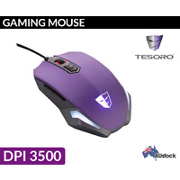 Optical Gaming Mouse Usb Tesoro Gungnir H5 Purple 3500 dpi 7 Buttons for PC LED