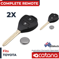 2x For Toyota Hilux Yaris Remote Car Key Transponder 4D67 433 MHz 2 Button Uncut
