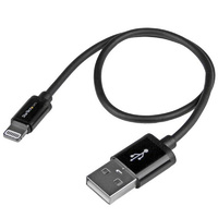 StarTech Apple 8-pin Lightning Connector to USB Cable 0.3m for iPhone iPod iPad, 30cm length, black