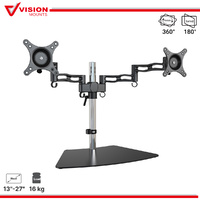 Dual Monitor Stand Arm Mount HD LED TV Bracket Freestanding Holder 2 Arm Display