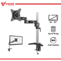 Vision Mounts VM-D22 | Single Monitor Stand Arm Desk Mount Display LED HD Holder Adjustable | Up to 27" 10kg